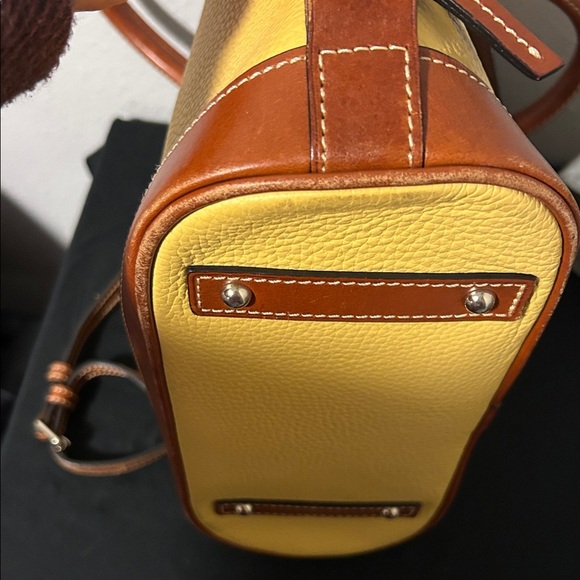 Dooney & Bourke Vibrant Yellow and Rich Brown Satchel - Picture 7 of 13